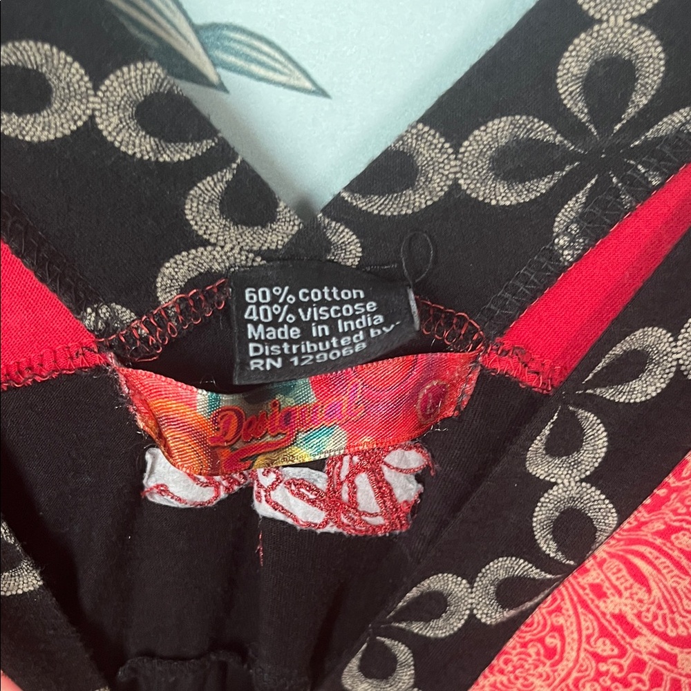 Desigual Red and Black Floral short dress, vintage, medium. - Picture 7 of 11